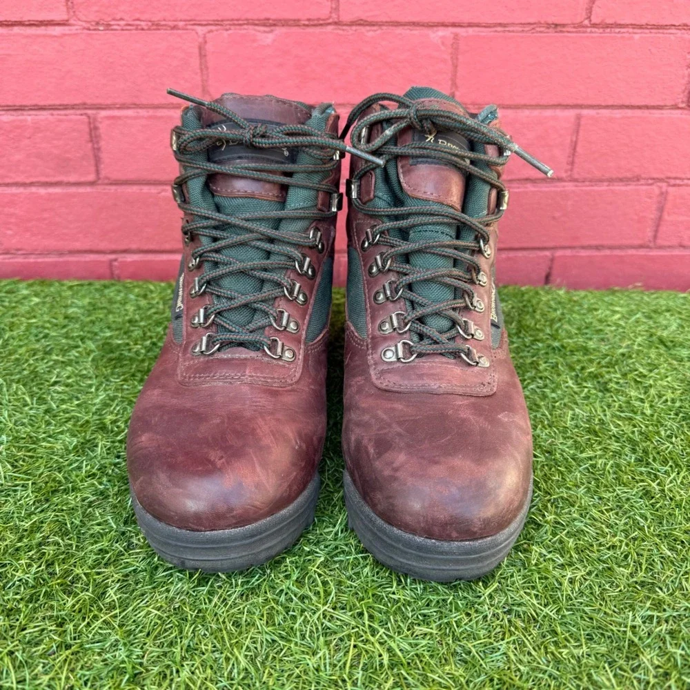 Vtg Browning Mens Hiking Hunting Boots Size 7.5 Leather Green Canvas Gorpcore